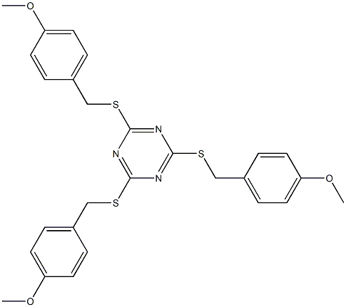 2,4,6-tris[(4-methoxyphenyl)methylsulfanyl]-1,3,5-triazine Struktur