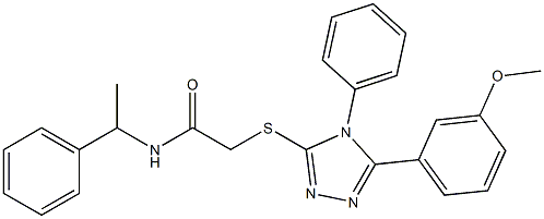 2-[[5-(3-methoxyphenyl)-4-phenyl-1,2,4-triazol-3-yl]sulfanyl]-N-(1-phenylethyl)acetamide Struktur