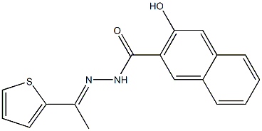 3-hydroxy-N-[(E)-1-thiophen-2-ylethylideneamino]naphthalene-2-carboxamide Struktur