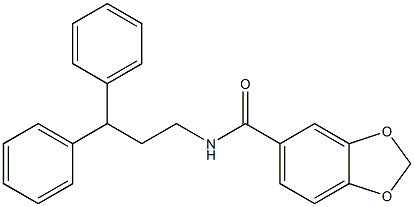 N-(3,3-diphenylpropyl)-1,3-benzodioxole-5-carboxamide Struktur