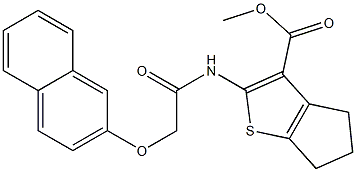 methyl 2-[(2-naphthalen-2-yloxyacetyl)amino]-5,6-dihydro-4H-cyclopenta[b]thiophene-3-carboxylate Struktur