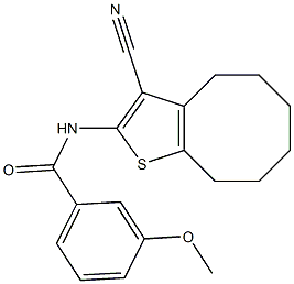 N-(3-cyano-4,5,6,7,8,9-hexahydrocycloocta[b]thiophen-2-yl)-3-methoxybenzamide Struktur