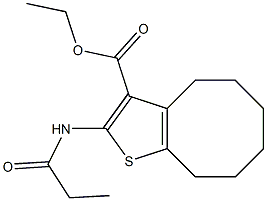 ethyl 2-(propanoylamino)-4,5,6,7,8,9-hexahydrocycloocta[b]thiophene-3-carboxylate Struktur