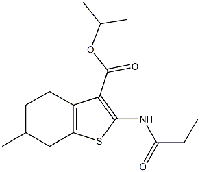 propan-2-yl 6-methyl-2-(propanoylamino)-4,5,6,7-tetrahydro-1-benzothiophene-3-carboxylate Struktur