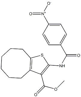 methyl 2-[(4-nitrobenzoyl)amino]-4,5,6,7,8,9-hexahydrocycloocta[b]thiophene-3-carboxylate Struktur