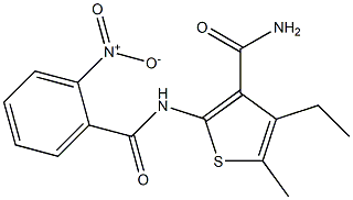 4-ethyl-5-methyl-2-[(2-nitrobenzoyl)amino]thiophene-3-carboxamide Struktur