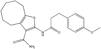 2-[3-(4-methoxyphenyl)propanoylamino]-4,5,6,7,8,9-hexahydrocycloocta[b]thiophene-3-carboxamide Struktur