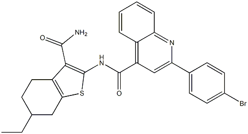 2-(4-bromophenyl)-N-(3-carbamoyl-6-ethyl-4,5,6,7-tetrahydro-1-benzothiophen-2-yl)quinoline-4-carboxamide Struktur