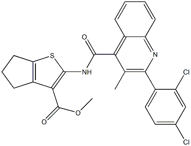 methyl 2-[[2-(2,4-dichlorophenyl)-3-methylquinoline-4-carbonyl]amino]-5,6-dihydro-4H-cyclopenta[b]thiophene-3-carboxylate Struktur