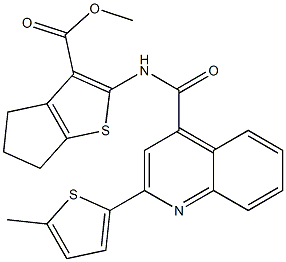 methyl 2-[[2-(5-methylthiophen-2-yl)quinoline-4-carbonyl]amino]-5,6-dihydro-4H-cyclopenta[b]thiophene-3-carboxylate Struktur