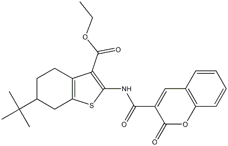 ethyl 6-tert-butyl-2-[(2-oxochromene-3-carbonyl)amino]-4,5,6,7-tetrahydro-1-benzothiophene-3-carboxylate Struktur