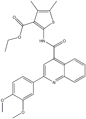 ethyl 2-[[2-(3,4-dimethoxyphenyl)quinoline-4-carbonyl]amino]-4,5-dimethylthiophene-3-carboxylate Struktur