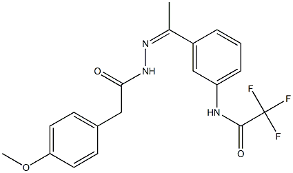 2,2,2-trifluoro-N-[3-[(Z)-N-[[2-(4-methoxyphenyl)acetyl]amino]-C-methylcarbonimidoyl]phenyl]acetamide Struktur