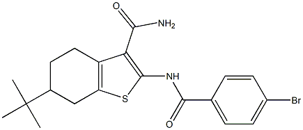 2-[(4-bromobenzoyl)amino]-6-tert-butyl-4,5,6,7-tetrahydro-1-benzothiophene-3-carboxamide Struktur