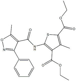 diethyl 3-methyl-5-[(5-methyl-3-phenyl-1,2-oxazole-4-carbonyl)amino]thiophene-2,4-dicarboxylate Struktur