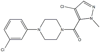 (4-chloro-2-methylpyrazol-3-yl)-[4-(3-chlorophenyl)piperazin-1-yl]methanone Struktur