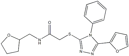 2-[[5-(furan-2-yl)-4-phenyl-1,2,4-triazol-3-yl]sulfanyl]-N-(oxolan-2-ylmethyl)acetamide Struktur