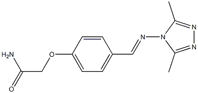 2-[4-[(E)-(3,5-dimethyl-1,2,4-triazol-4-yl)iminomethyl]phenoxy]acetamide Struktur