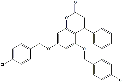 5,7-bis[(4-chlorophenyl)methoxy]-4-phenylchromen-2-one Struktur