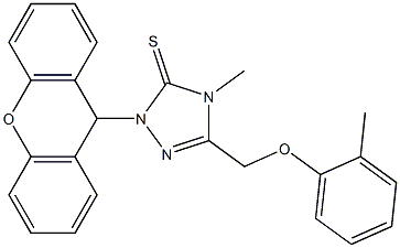 4-methyl-5-[(2-methylphenoxy)methyl]-2-(9H-xanthen-9-yl)-1,2,4-triazole-3-thione Struktur