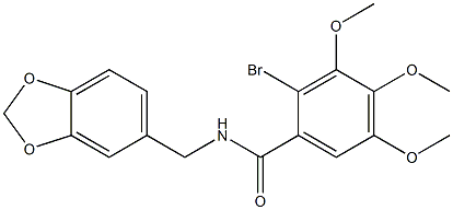 N-(1,3-benzodioxol-5-ylmethyl)-2-bromo-3,4,5-trimethoxybenzamide Struktur