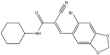 (E)-3-(6-bromo-1,3-benzodioxol-5-yl)-2-cyano-N-cyclohexylprop-2-enamide Struktur