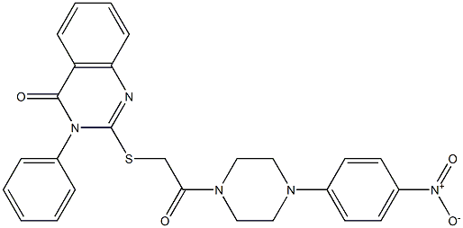 2-[2-[4-(4-nitrophenyl)piperazin-1-yl]-2-oxoethyl]sulfanyl-3-phenylquinazolin-4-one Struktur