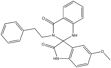 5-methoxy-3'-(2-phenylethyl)spiro[1H-indole-3,2'-1H-quinazoline]-2,4'-dione Struktur