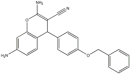 2,7-diamino-4-(4-phenylmethoxyphenyl)-4H-chromene-3-carbonitrile Struktur