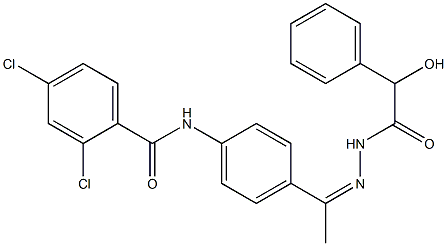 2,4-dichloro-N-[4-[(Z)-N-[(2-hydroxy-2-phenylacetyl)amino]-C-methylcarbonimidoyl]phenyl]benzamide Struktur