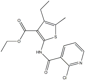 ethyl 2-[(2-chloropyridine-3-carbonyl)amino]-4-ethyl-5-methylthiophene-3-carboxylate Struktur