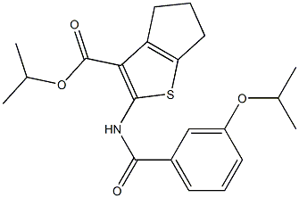 propan-2-yl 2-[(3-propan-2-yloxybenzoyl)amino]-5,6-dihydro-4H-cyclopenta[b]thiophene-3-carboxylate Struktur