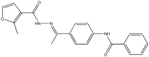 N-[(E)-1-(4-benzamidophenyl)ethylideneamino]-2-methylfuran-3-carboxamide Struktur