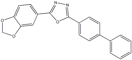 2-(1,3-benzodioxol-5-yl)-5-(4-phenylphenyl)-1,3,4-oxadiazole Struktur