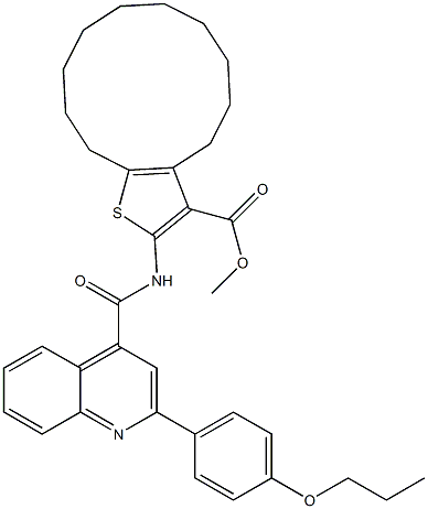 methyl 2-[[2-(4-propoxyphenyl)quinoline-4-carbonyl]amino]-4,5,6,7,8,9,10,11,12,13-decahydrocyclododeca[b]thiophene-3-carboxylate Struktur