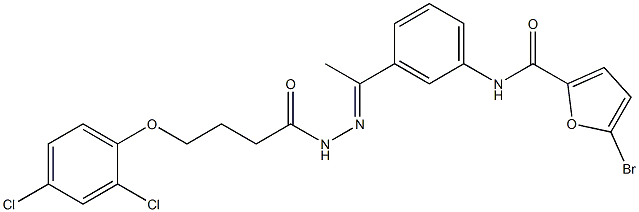 5-bromo-N-[3-[(E)-N-[4-(2,4-dichlorophenoxy)butanoylamino]-C-methylcarbonimidoyl]phenyl]furan-2-carboxamide Struktur