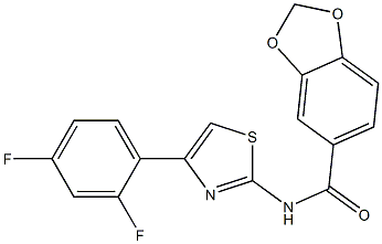 N-[4-(2,4-difluorophenyl)-1,3-thiazol-2-yl]-1,3-benzodioxole-5-carboxamide Struktur