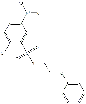 2-chloro-5-nitro-N-(2-phenoxyethyl)benzenesulfonamide Struktur