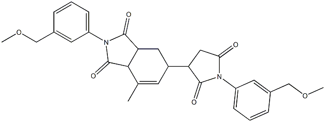 2-[3-(methoxymethyl)phenyl]-5-[1-[3-(methoxymethyl)phenyl]-2,5-dioxopyrrolidin-3-yl]-7-methyl-3a,4,5,7a-tetrahydroisoindole-1,3-dione Struktur