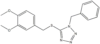 1-benzyl-5-[(3,4-dimethoxyphenyl)methylsulfanyl]tetrazole Struktur