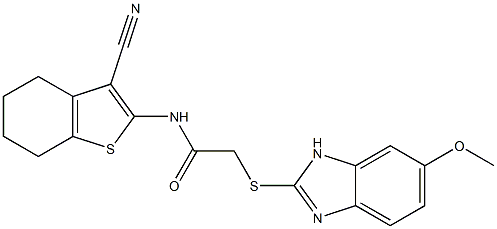 N-(3-cyano-4,5,6,7-tetrahydro-1-benzothiophen-2-yl)-2-[(6-methoxy-1H-benzimidazol-2-yl)sulfanyl]acetamide Struktur