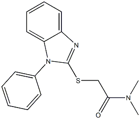 N,N-dimethyl-2-(1-phenylbenzimidazol-2-yl)sulfanylacetamide Struktur