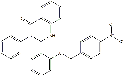 2-[2-[(4-nitrophenyl)methoxy]phenyl]-3-phenyl-1,2-dihydroquinazolin-4-one Struktur