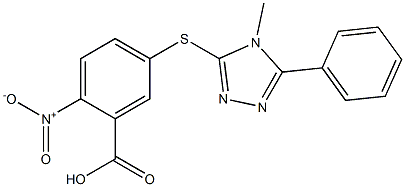 5-[(4-methyl-5-phenyl-1,2,4-triazol-3-yl)sulfanyl]-2-nitrobenzoic acid Struktur