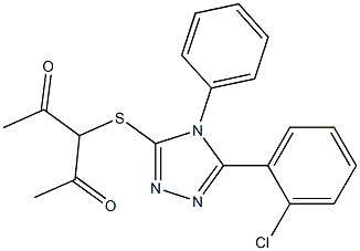 3-[[5-(2-chlorophenyl)-4-phenyl-1,2,4-triazol-3-yl]sulfanyl]pentane-2,4-dione Struktur