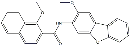 1-methoxy-N-(2-methoxydibenzofuran-3-yl)naphthalene-2-carboxamide Struktur