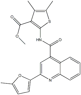 methyl 4,5-dimethyl-2-[[2-(5-methylfuran-2-yl)quinoline-4-carbonyl]amino]thiophene-3-carboxylate Struktur