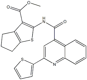 methyl 2-[(2-thiophen-2-ylquinoline-4-carbonyl)amino]-5,6-dihydro-4H-cyclopenta[b]thiophene-3-carboxylate Struktur