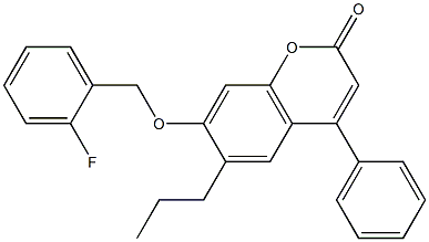 7-[(2-fluorophenyl)methoxy]-4-phenyl-6-propylchromen-2-one Struktur