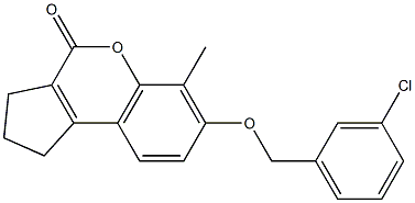 7-[(3-chlorophenyl)methoxy]-6-methyl-2,3-dihydro-1H-cyclopenta[c]chromen-4-one Struktur